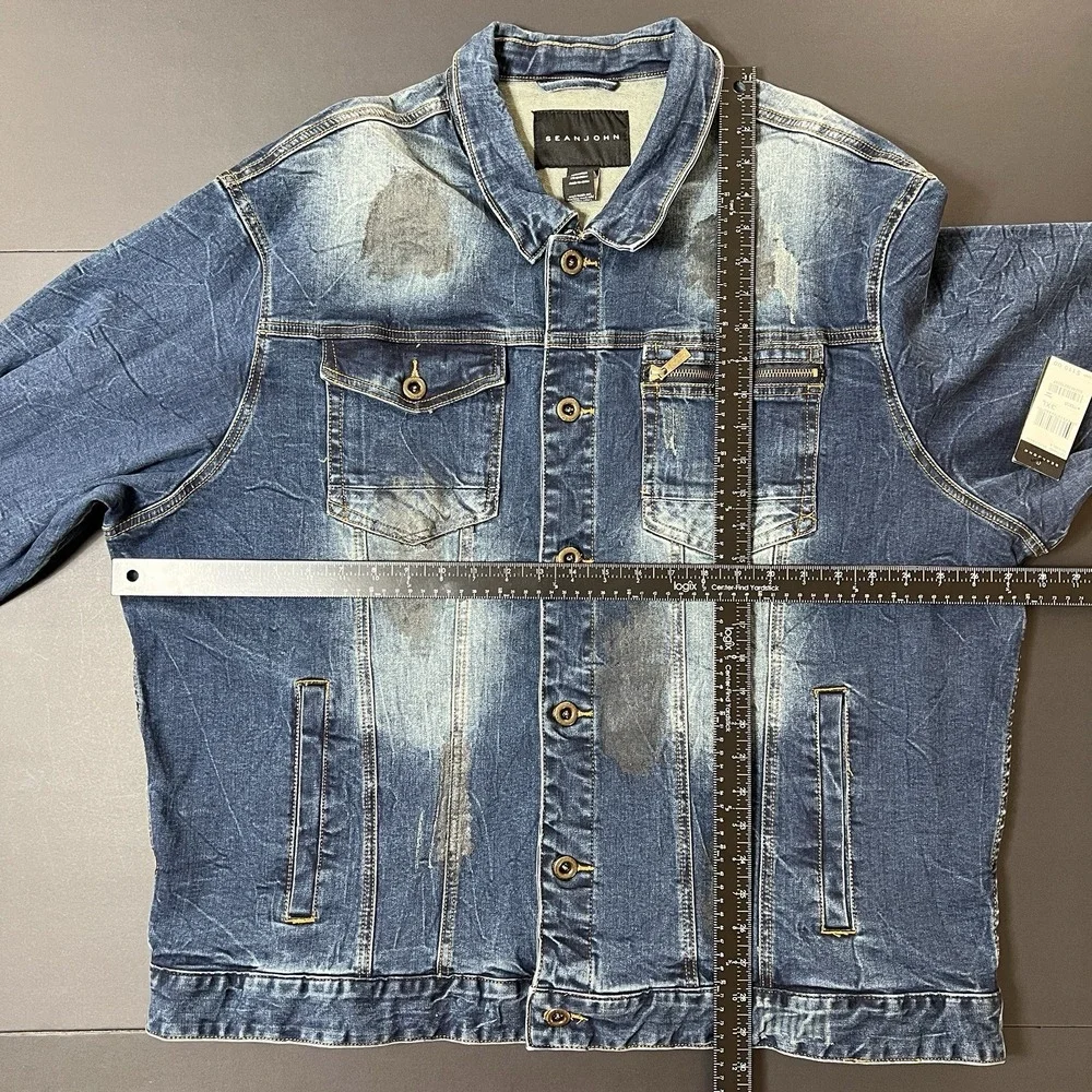 Sean John Jean Jacket Men's 3XL Medium Wash NWT‎ Y2K Designer Hiphop Retail $119